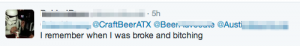 Screen shot from Twitter saying "I remember when I was broke and botching"