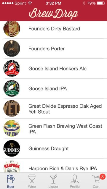BrewDrop Screenshot Showing Craft Beers - Beer Delivery in Austin