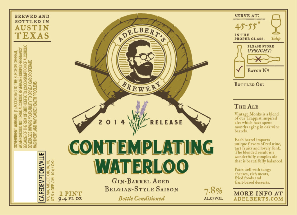 Adelbert's Contemplating Waterloo Gin Barrel Aged Austin Texas