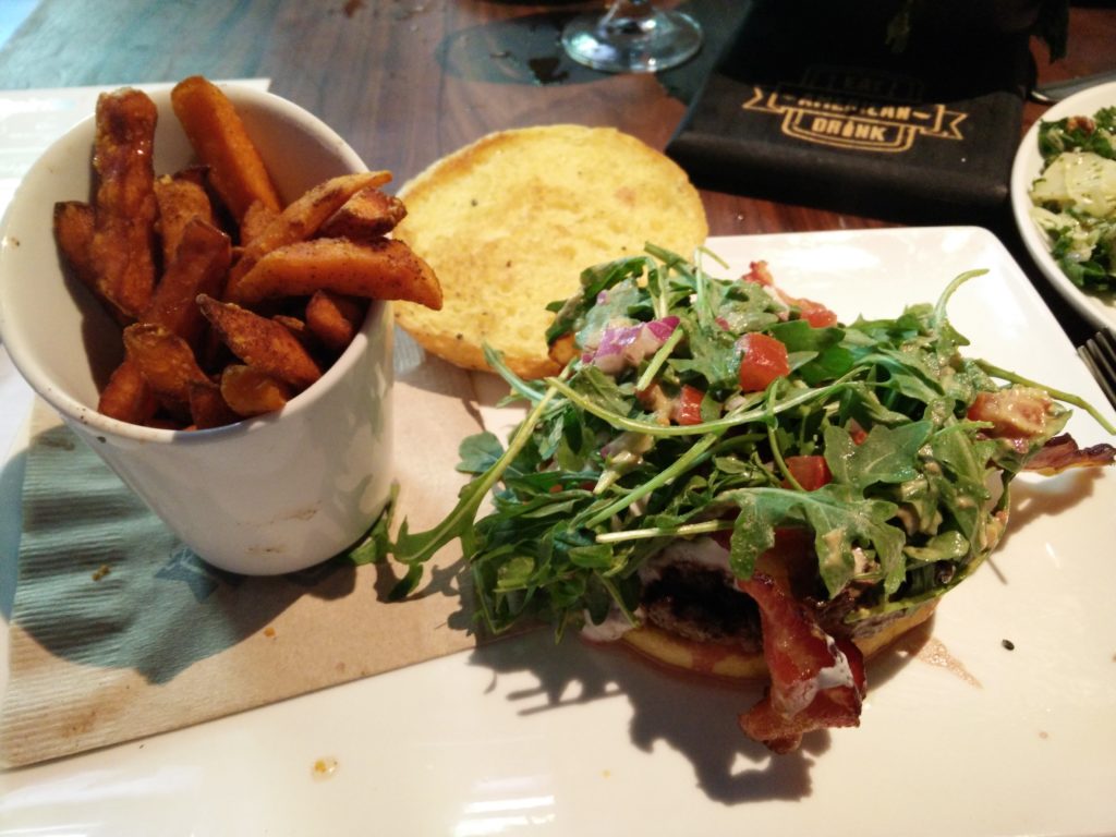 Eureka Fig Fresno Burger and sweat potato fries