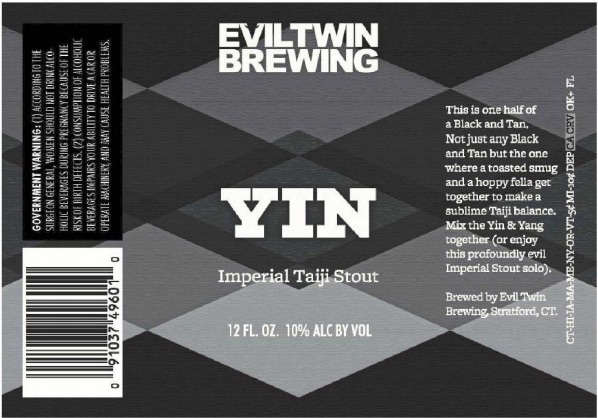 Label for Evil Twin Brewing Yin Imperial Taiji Stout