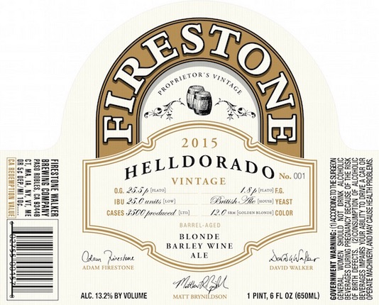Label for Firestone Walker Helldorado 2015 Blonde Barley Wine Ale