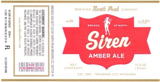 Label for North Peak Brewing Siren Amber Ale
