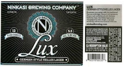 Label for Ninkasi - Lux German Style Helles Lager