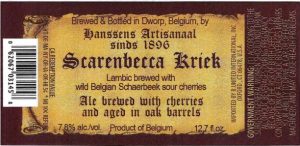 Label for Hanssens Scarenbecca Kriek