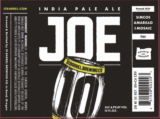 TABC Label for 10 barrel joe ipa