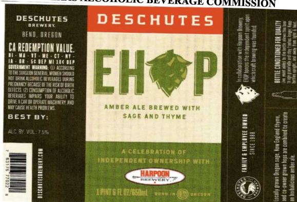 TABC Label for Deschutes ehop
