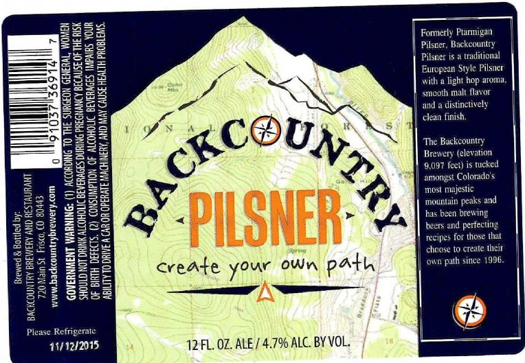 TABC Label for backcountry pilsner