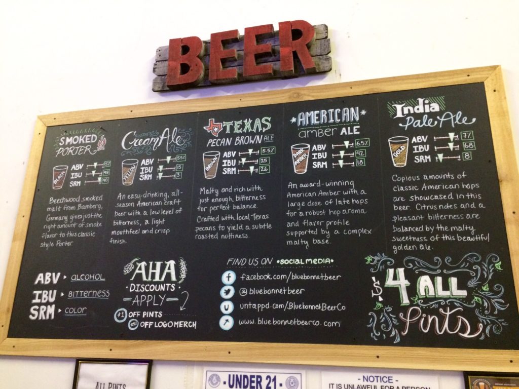 Bluebonnet Beer Board