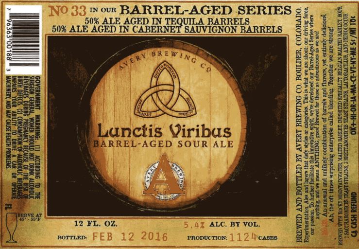 avery - lunctis viribus TABC Label and Brewery Approvals March 11 2016