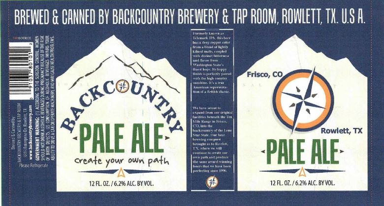 backcountry pale ale TABC Label and Brewery Approvals March 11 2016