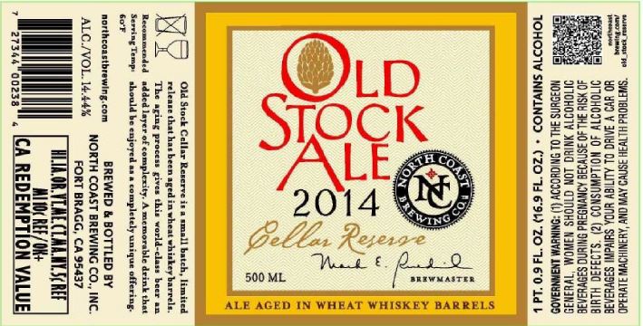 north coast old stock ale 2014 wheat whiskey
