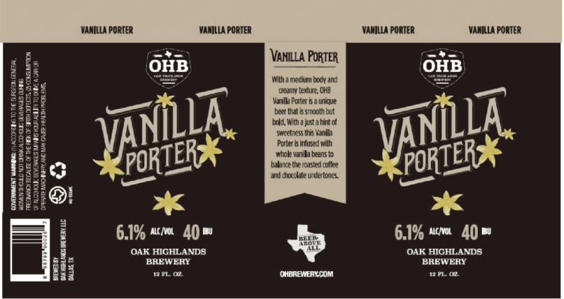 oak highlands vanilla porter