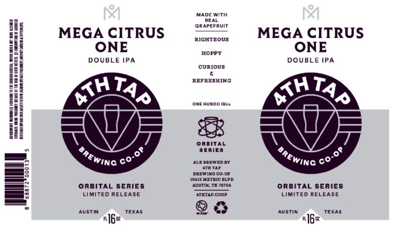 4th-tap-mega-citrus-one TABC Label and Brewery Approvals Nov 11th 2016