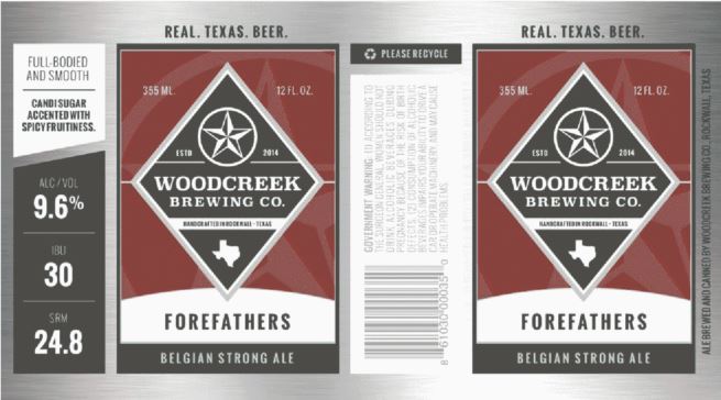 woodcreek-forefathers TABC Label and Brewery Approvals Dec 9th 2016