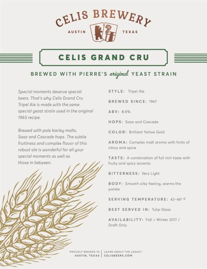 Celis Brewery Introduces Grand Cru Tripel